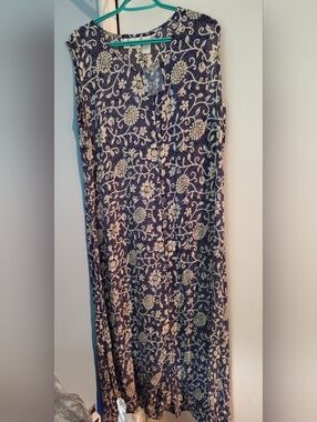 Vintage 90s Jessica Maxi Crepe Button Down Dress Size 18